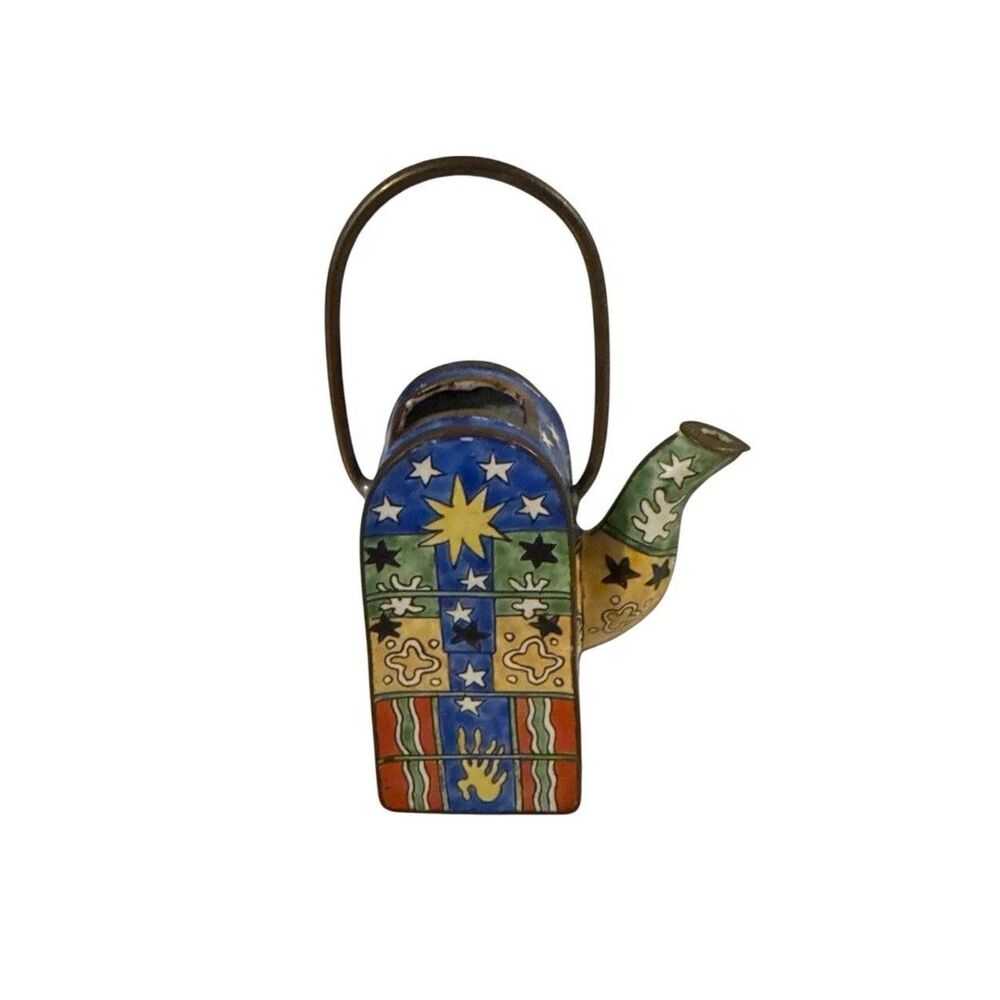 Empress Arts Miniature Tea Pot Enameled/Brass Kettle Collectible Mini Tea Pot